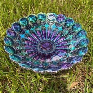 Large Vintage Imperial Iridescent Blue and Purple Glass Bowl